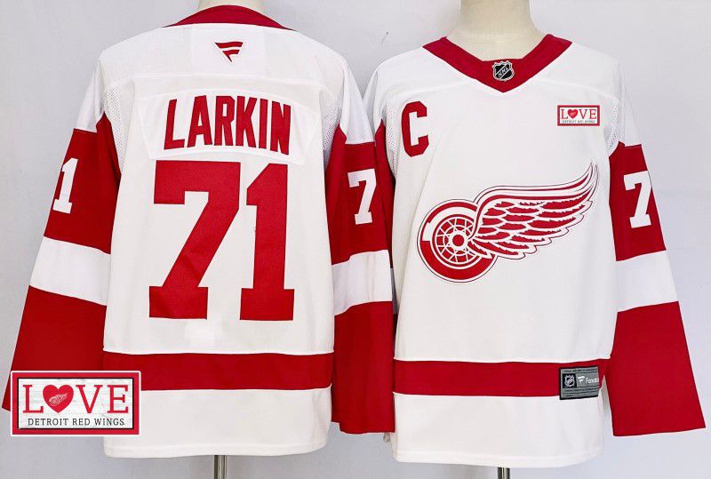 Men Detroit Red Wings #71 Larkin White Fanatics 2025 NHL Jersey style 6